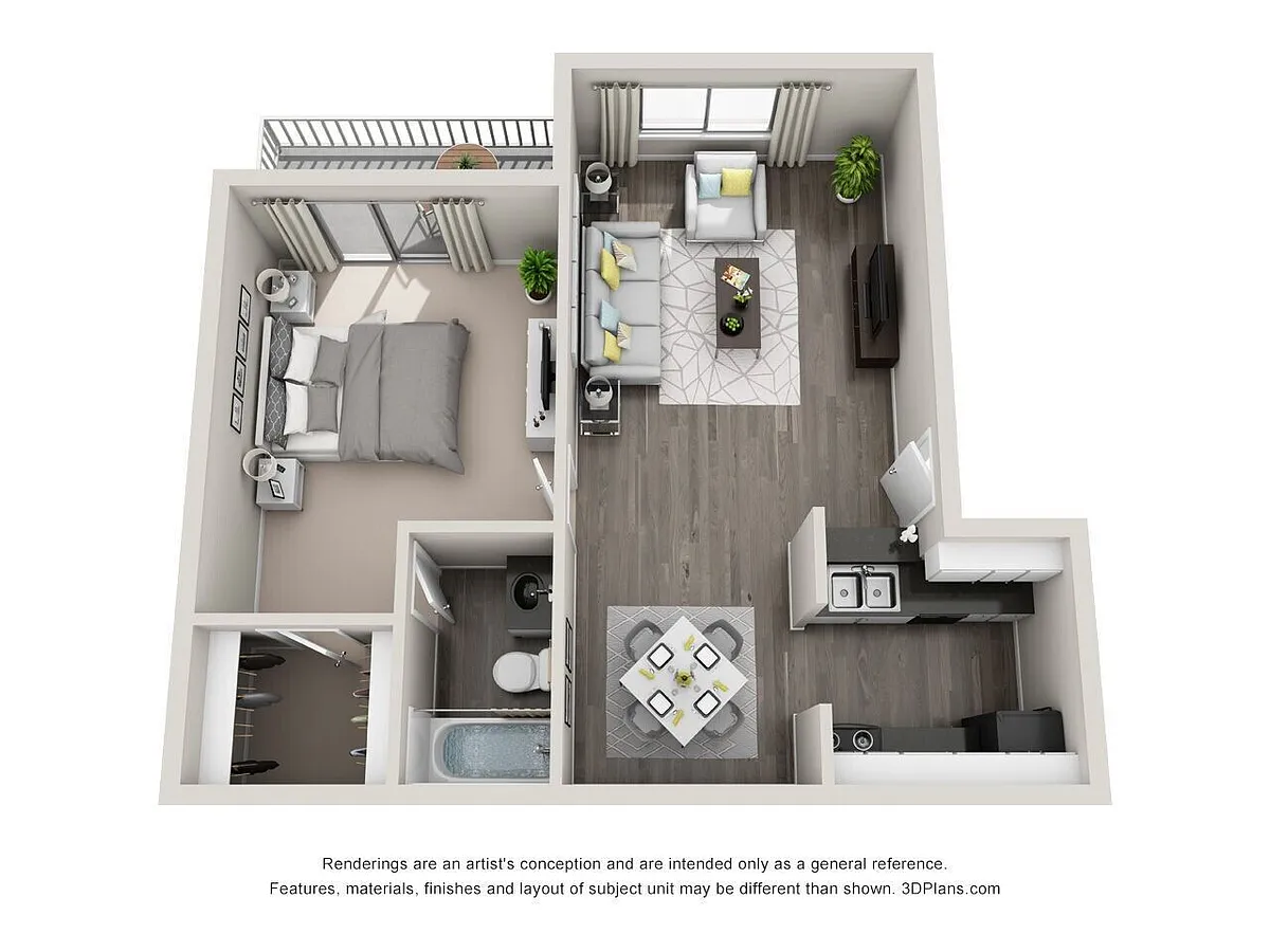 Floor plan 1x1 US