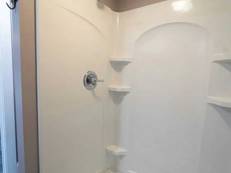 Newly finished bathroom with spacious counter space!