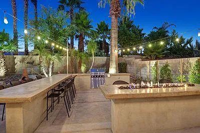 The fire-pit and the Bar area