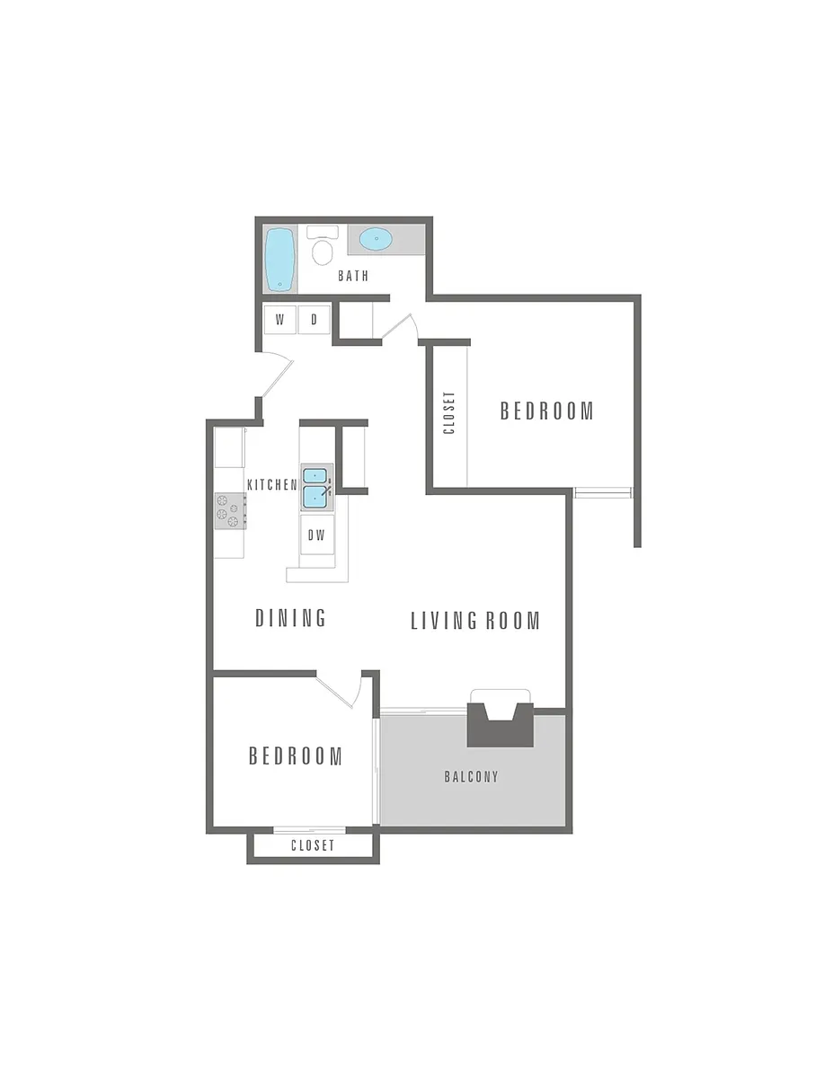 Floor plan 2 Bedroom 1 Bath