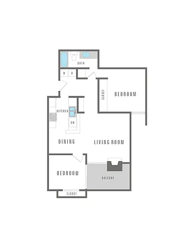 Floor plan 2 Bedroom 1 Bath