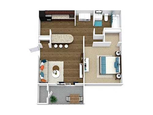 Floor plan 1 Bed, 1 Bath B (60% Income Restricted)