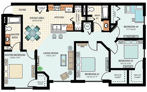 Floor plan 4Bed 2Bath