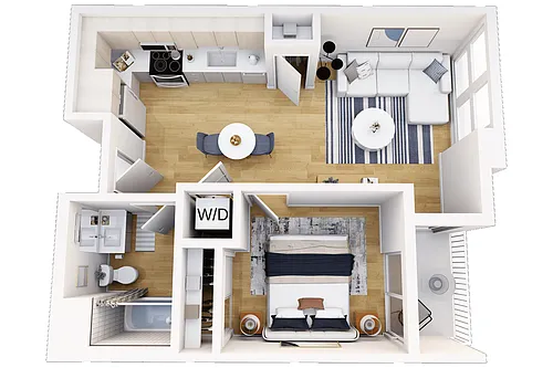 Floor plan 1 Bedroom, 1 Bath B