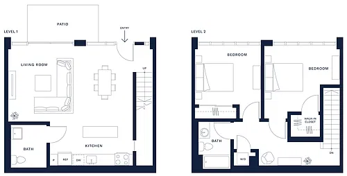 Floor plan 2 Bed/2 Bath L/W-2B