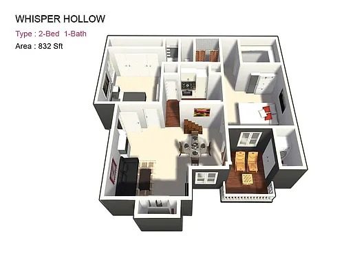 Floor plan Two Bed / One Bath