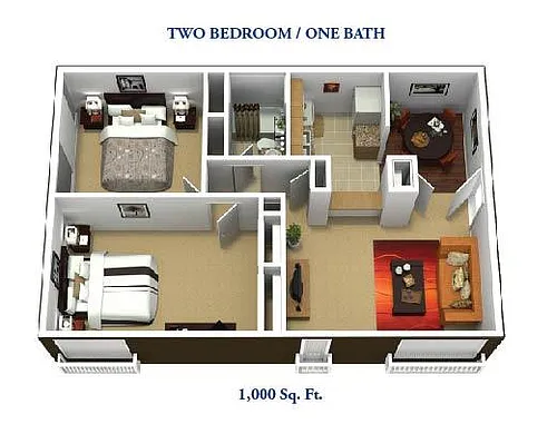 Floor plan 2Bedroom 1Bathroom