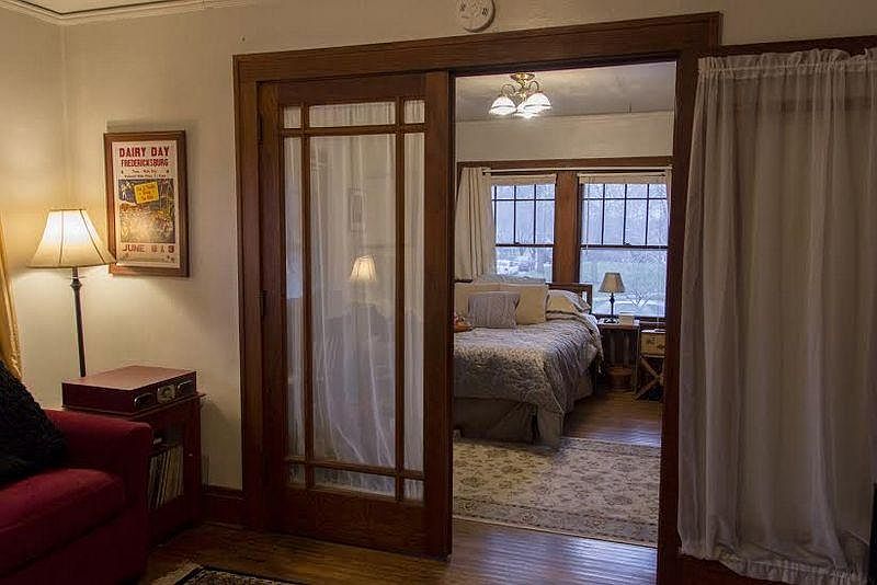 French doors leading to the bedroom
