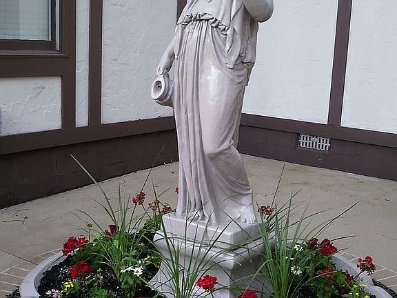 COURTYARD STATUE AND PLANTER