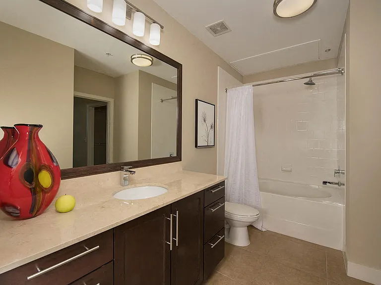 Dual vanities in bathrooms, in select homes