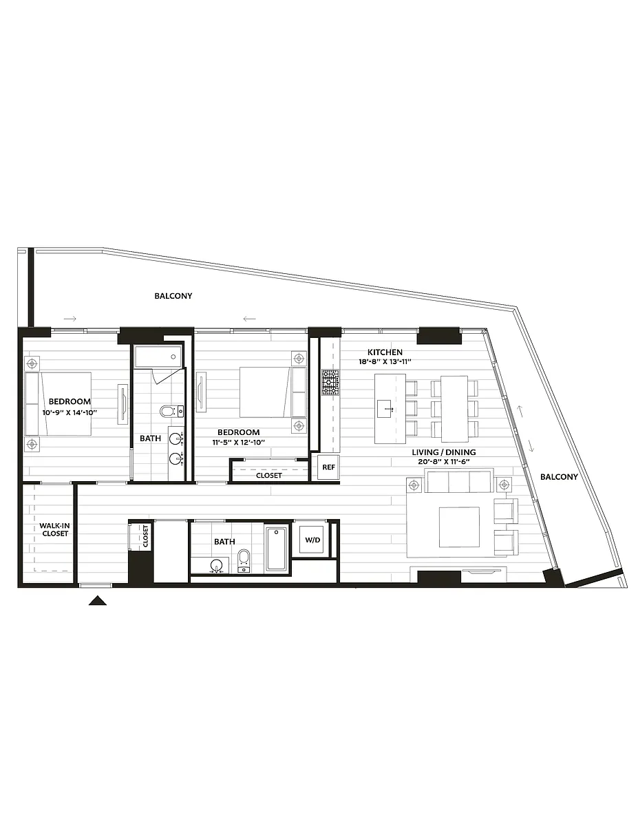 Floor plan 2 Bed/2 Bath-B6