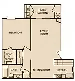 Floor plan 1BD 1BTH A