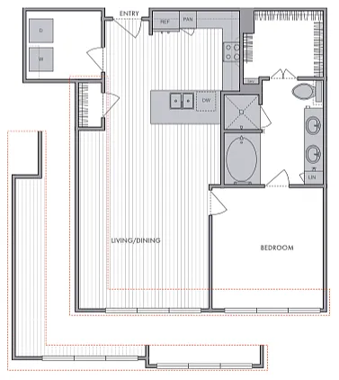 Floor plan 1 Bed_1 Bath_F