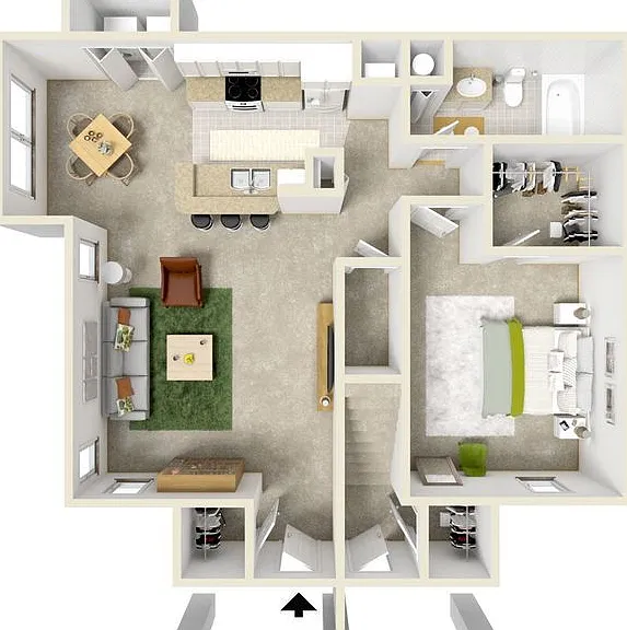 Hawthorne Village - 1 Bed/1 Bath Downstairs - 1 Beds - 1 Baths - 848 Sq. ft.