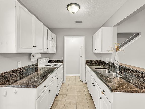 Kitchen featuring granite countertops. New stainless steel fridge not pictured