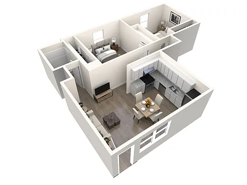 Floor plan 2 bedroom, 1 bathroom