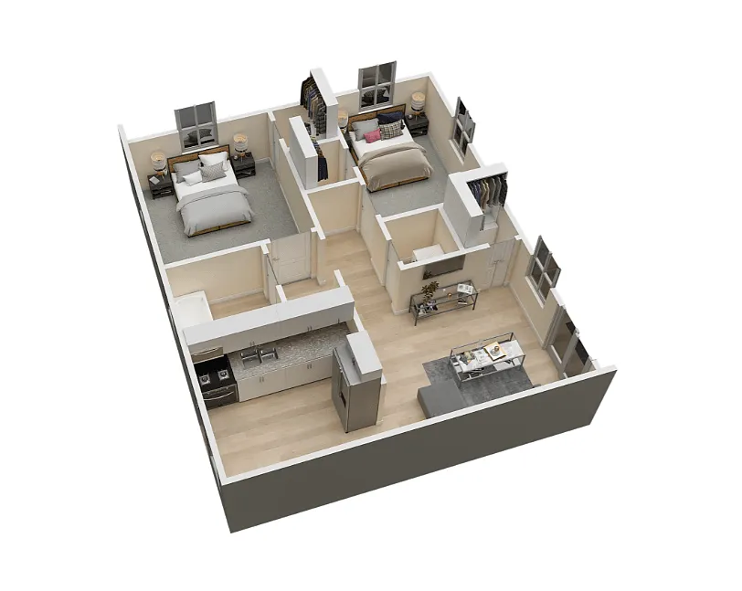 Floor plan Two Bed One Bath Renovated