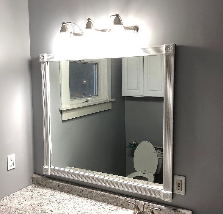 Custom mirror, new countertop