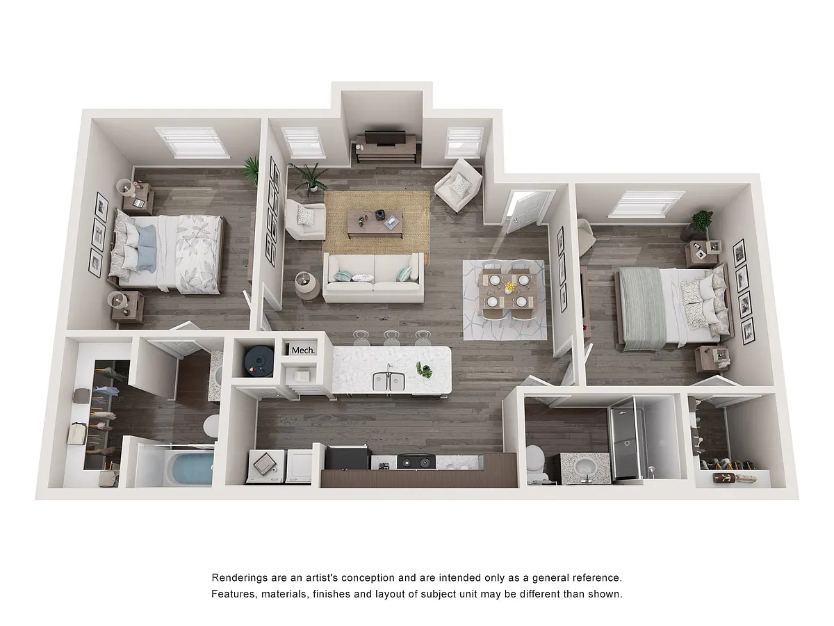 Floor plan Apex II Two Bedroom Downstairs