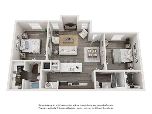Floor plan Apex II Two Bedroom Downstairs