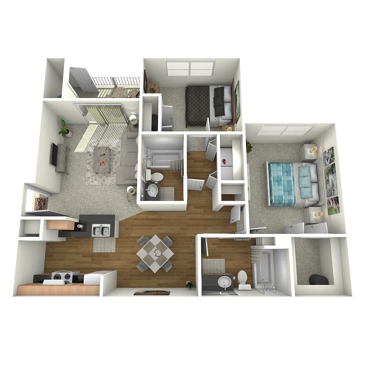 Floor plan B1 | 2 Bed | 2 Bath