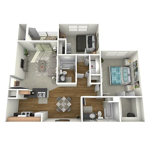 Floor plan B1 | 2 Bed | 2 Bath