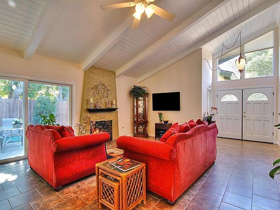 Spacious living room with vaulted ceiling
