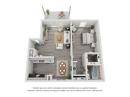 Floor plan 1x1C Renovated 670 sq ft