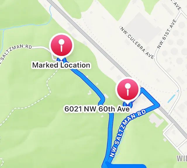 6 minutes to Maple Trail trailhead.