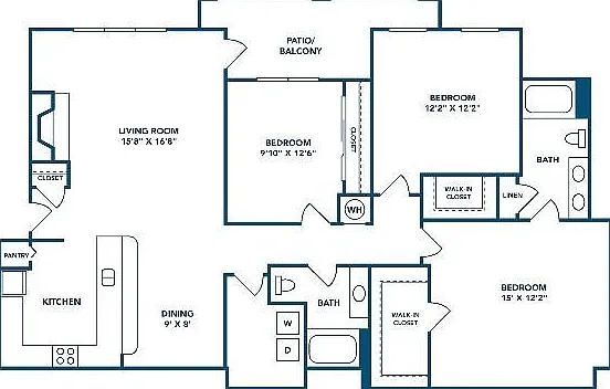 3 Bedroom | 2 Bath | 1368 SF 3 Bedroom | 2 Bath | 1368 SF