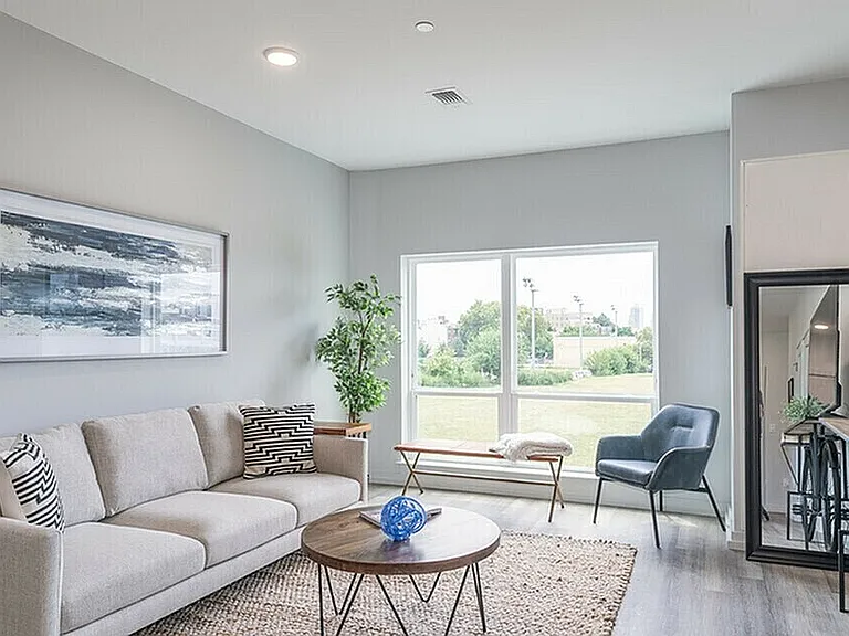 Sun-soaked living room windows