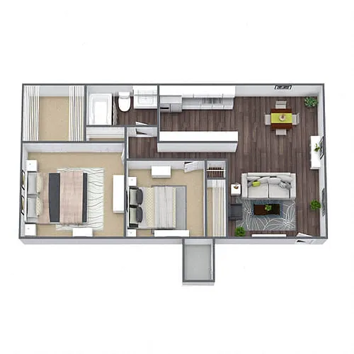 Floor plan B1: 2 Bed 1 Bath