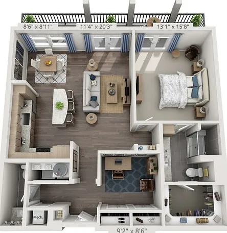Floor plans are artist's rendering. All dimensions are approximate. Actual product and specifications may vary in dimension or detail. Not all features are available in every apartment. Prices and availability are subject to change. Floor plans are artist