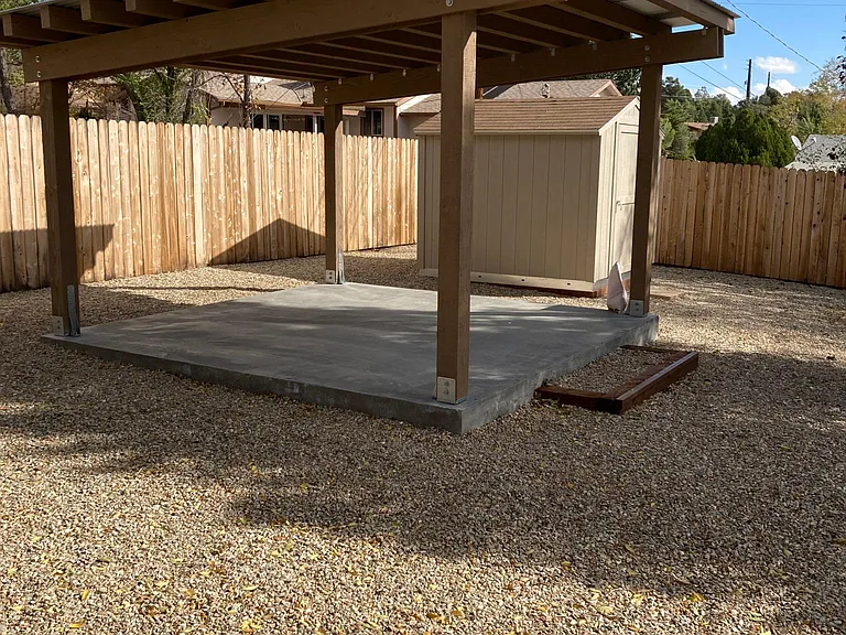 lighted pavilion and storage shed