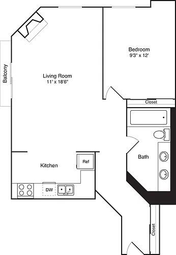 Floor plan 1 Bedroom A31