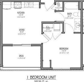 1 bedroom floor plan