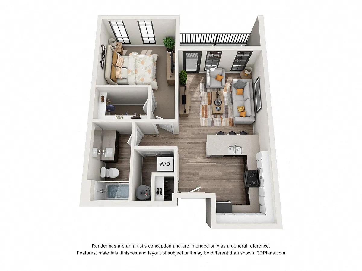 Floor plan 1 Bedroom 1A - 2