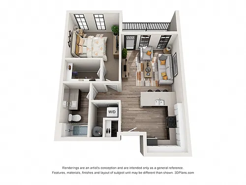 Floor plan 1 Bedroom 1A - 2