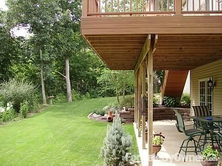 Back Yard
						:
						Looking from pond to patio