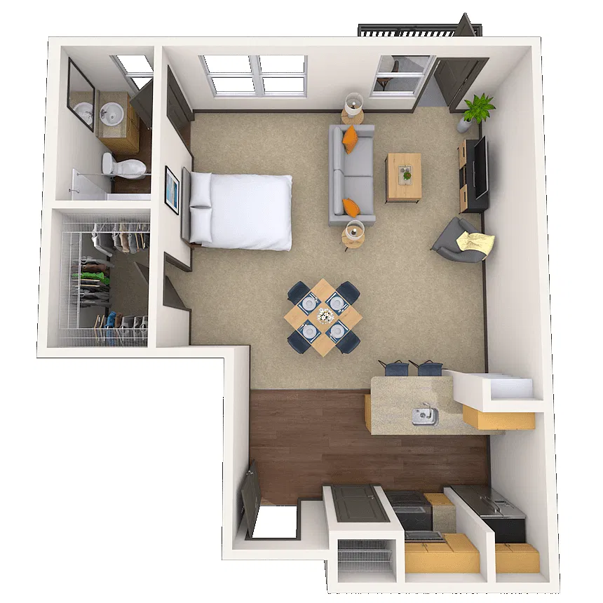 Floor plan Studio 0x1 671 SF
