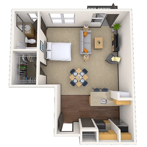 Floor plan Studio 0x1 671 SF