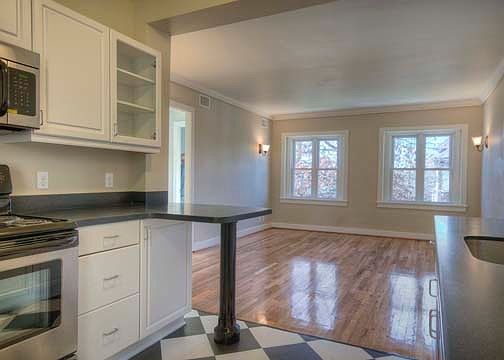 View from kitchen to living room