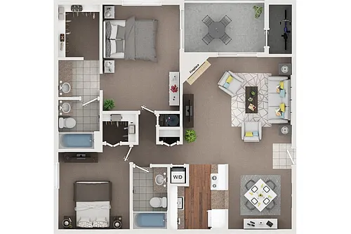 Floor plan Brighton 2 Bedroom 2 Bath Deluxe