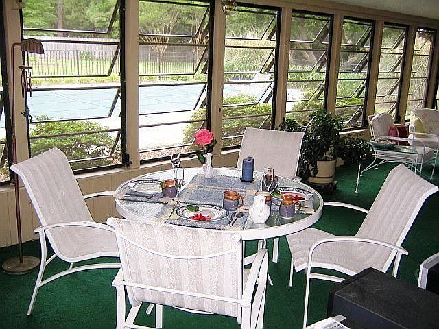 Back porch overlooking pool