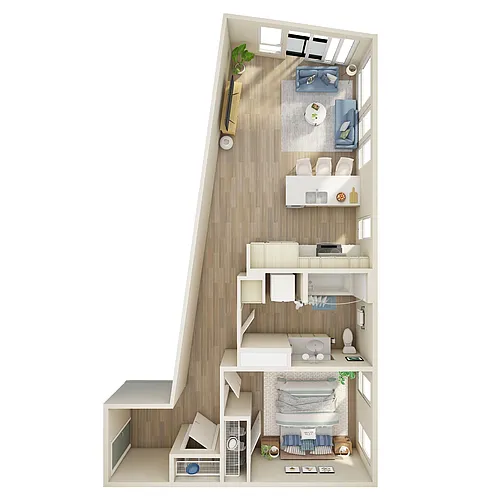 Floor plan 1 Bed, 1 Bath - MFTE - K