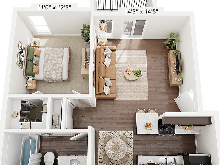 1BR x 1BA - A Floorplan 1BR x 1BA - A Floorplan