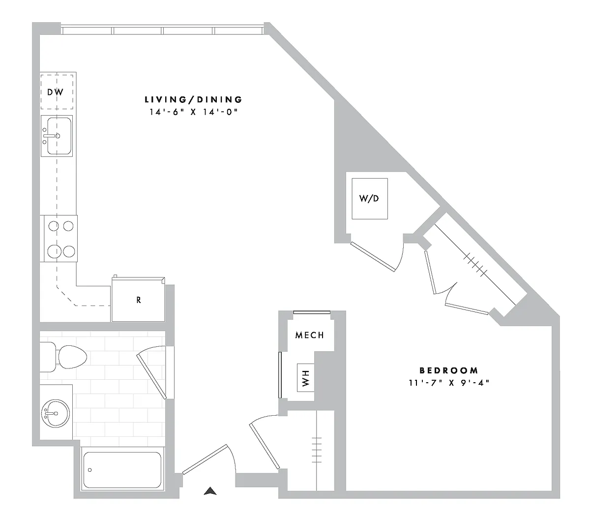 Floor plan Junior 1 Bedroom - S03