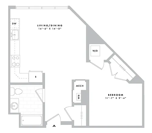 Floor plan Junior 1 Bedroom - S03