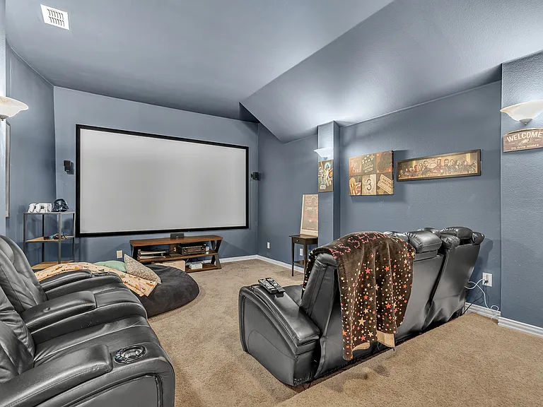 Fully Furnished Media Room with Projector, Seats, Wet Bar, Microwave and Minifridge