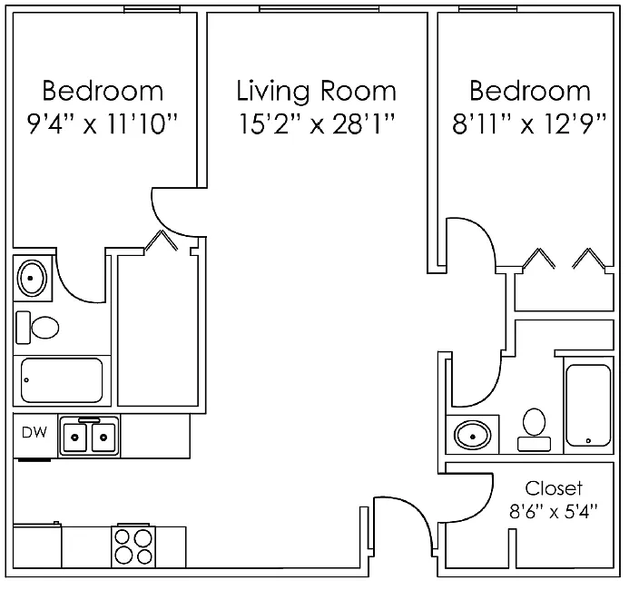 Floor plan 2 Bedroom A